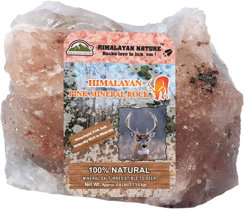 Animal Licking Pink Salt Rock Lick Deer, 5 Pound, Natural Mineral Block, Hand-Carved, Ideal for Wildlife